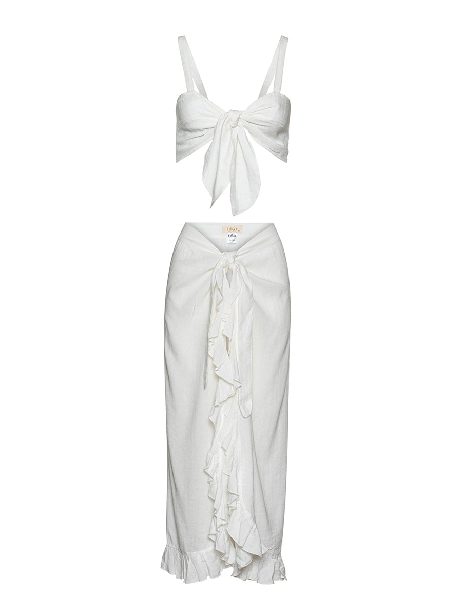 Maui Frill Maxi Skirt Off White