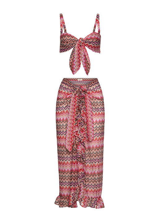 Maui Frill Maxi Skirt Fuchsia Knit
